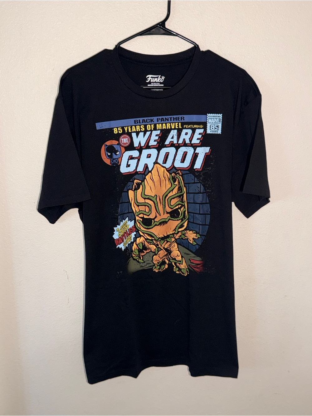 Funko Black Marvel Black Panther Graphic Tee with Colorful Print